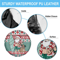 Hawaiian Funny Santa Surf Spare Tire Cover Mele Kalikimaka Palaka Quilt Pattern LT9 - Polynesian Pride