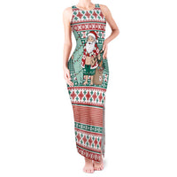 Hawaiian Funny Santa Surf Tank Maxi Dress Mele Kalikimaka Palaka Quilt Pattern - Polynesian Pride