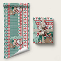 Hawaiian Funny Santa Surf Wrapping Paper Mele Kalikimaka Palaka Quilt Pattern - Polynesian Pride