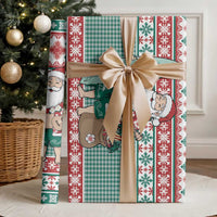 Hawaiian Funny Santa Surf Wrapping Paper Mele Kalikimaka Palaka Quilt Pattern - Polynesian Pride