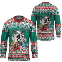 Hawaiian Skull Surfs Hockey Jersey Mele Kalikimaka Palaka Quilt Pattern - Polynesian Pride
