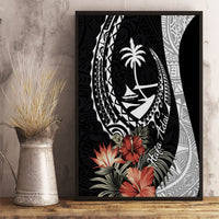Hafa Adai Guam Canvas Wall Art Tropical Flowers with Polynesian Pattern LT9 - Polynesian Pride