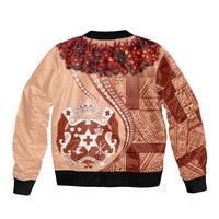Vintage Tonga Kahoa Heilala Flower Sleeve Zip Bomber Jacket LT9 - Polynesian Pride