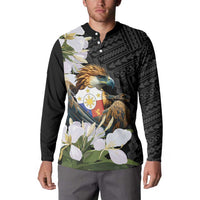 Philippines Eagle with Coat Of Arm Button Sweatshirt Simple Sampaguita Jasmine