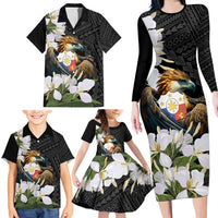 Philippines Eagle with Coat Of Arm Family Matching Long Sleeve Bodycon Dress and Hawaiian Shirt Simple Sampaguita Jasmine LT9 - Polynesian Pride