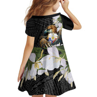 Philippines Eagle with Coat Of Arm Kid Short Sleeve Dress Simple Sampaguita Jasmine