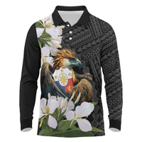 Philippines Eagle with Coat Of Arm Long Sleeve Polo Shirt Simple Sampaguita Jasmine