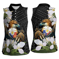 Philippines Eagle with Coat Of Arm Women Sleeveless Polo Shirt Simple Sampaguita Jasmine