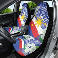 Philippines Flag Car Seat Cover Sampaguita Jasmine with Polynesian Tribal LT9 - Polynesian Pride