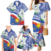 Philippines Flag Family Matching Mermaid Dress and Hawaiian Shirt Sampaguita Jasmine with Polynesian Tribal LT9 - Polynesian Pride