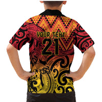 New Zealand Rangatira Custom Family Matching Mermaid Dress and Hawaiian Shirt Red and Gold Niho Taniwha Maori Tribal LT9 - Polynesian Pride