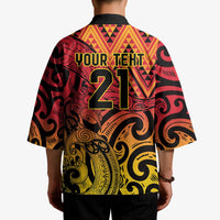 New Zealand Rangatira Custom Kimono Red and Gold Niho Taniwha Maori Tribal - Polynesian Pride