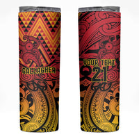 New Zealand Rangatira Custom Skinny Tumbler Red and Gold Niho Taniwha Maori Tribal LT9 Gold - Polynesian Pride
