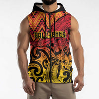 New Zealand Rangatira Custom Sleeveless Zip Hoodie Red and Gold Niho Taniwha Maori Tribal LT9 - Polynesian Pride