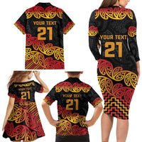 New Zealand Rugby Pacific Custom Family Matching Long Sleeve Bodycon Dress and Hawaiian Shirt Rangatira Maori Kowhaiwhai Pattern LT9 - Polynesian Pride