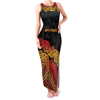New Zealand Rugby Pacific Custom Family Matching Tank Maxi Dress and Hawaiian Shirt Rangatira Maori Kowhaiwhai Pattern LT9 Mom's Dress Gold - Polynesian Pride