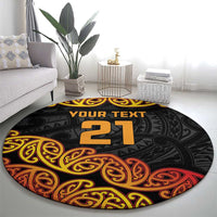 New Zealand Rugby Pacific Custom Round Carpet Rangatira Maori Kowhaiwhai Pattern LT9 - Polynesian Pride