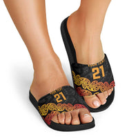 New Zealand Rugby Pacific Custom Slide Sandals Rangatira Maori Kowhaiwhai Pattern - Polynesian Pride