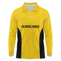 New Zealand Rugby Pacific Custom Long Sleeve Polo Shirt Hau Awhiowhio Maori Tribal Tattoo LT9 Gold - Polynesian Pride