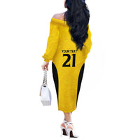 New Zealand Rugby Pacific Custom Off The Shoulder Long Sleeve Dress Hau Awhiowhio Maori Tribal Tattoo LT9 - Polynesian Pride