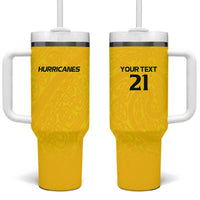 New Zealand Rugby Pacific Custom Tumbler With Handle Hau Awhiowhio Maori Tribal Tattoo LT9 One Size: 40 oz Gold - Polynesian Pride