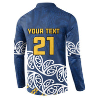 New Zealand Rugby Pacific Custom Button Sweatshirt Kahupeka Maori Kowhaiwhai Pattern LT9 - Polynesian Pride