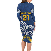 New Zealand Rugby Pacific Custom Family Matching Long Sleeve Bodycon Dress and Hawaiian Shirt Kahupeka Maori Kowhaiwhai Pattern LT9 - Polynesian Pride