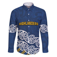 New Zealand Rugby Pacific Custom Family Matching Off The Shoulder Long Sleeve Dress and Hawaiian Shirt Kahupeka Maori Kowhaiwhai Pattern LT9 Dad's Shirt - Long Sleeve Blue - Polynesian Pride