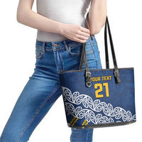 New Zealand Rugby Pacific Custom Leather Tote Bag Kahupeka Maori Kowhaiwhai Pattern