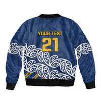 New Zealand Rugby Pacific Custom Sleeve Zip Bomber Jacket Kahupeka Maori Kowhaiwhai Pattern LT9 - Polynesian Pride