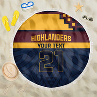 New Zealand Rugby Pacific Custom Beach Blanket Kahupeka Retro 2025 Taniko Motif LT9 One Size 150cm Blue - Polynesian Pride