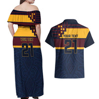New Zealand Rugby Pacific Custom Couples Matching Off Shoulder Maxi Dress and Hawaiian Shirt Kahupeka Retro 2025 Taniko Motif LT9 - Polynesian Pride