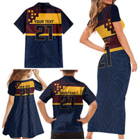 New Zealand Rugby Pacific Custom Family Matching Short Sleeve Bodycon Dress and Hawaiian Shirt Kahupeka Retro 2025 Taniko Motif LT9 - Polynesian Pride