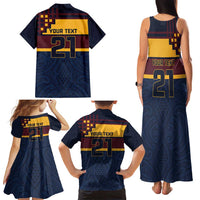 New Zealand Rugby Pacific Custom Family Matching Tank Maxi Dress and Hawaiian Shirt Kahupeka Retro 2025 Taniko Motif LT9 - Polynesian Pride