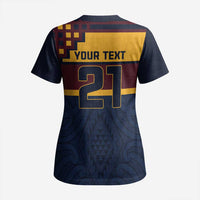 New Zealand Rugby Pacific Custom Scrub Top Kahupeka Retro 2025 Taniko Motif - Polynesian Pride