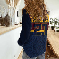 New Zealand Rugby Pacific Custom Women Casual Shirt Kahupeka Retro 2025 Taniko Motif LT9 - Polynesian Pride