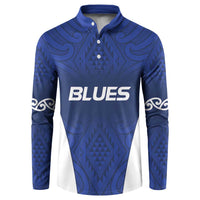 New Zealand Rugby Pacific Custom Button Sweatshirt Kahurangi Auckland All Blue LT9 Blue - Polynesian Pride