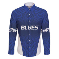 New Zealand Rugby Pacific Custom Family Matching Short Sleeve Bodycon Dress and Hawaiian Shirt Kahurangi Auckland All Blue LT9 Dad's Shirt - Long Sleeve Blue - Polynesian Pride