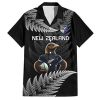 New Zealand Rugby Custom Family Matching Off Shoulder Maxi Dress and Hawaiian Shirt Glory Be To Black Silver-fern LT9 Dad's Shirt - Short Sleeve Black - Polynesian Pride