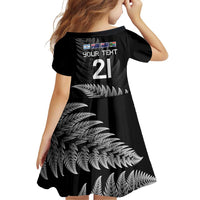 New Zealand Rugby Custom Family Matching Off Shoulder Short Dress and Hawaiian Shirt Glory Be To Black Silver-fern LT9 - Polynesian Pride