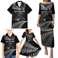 New Zealand Rugby Custom Family Matching Puletasi and Hawaiian Shirt Glory Be To Black Silver-fern LT9 - Polynesian Pride