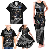 New Zealand Rugby Custom Family Matching Tank Maxi Dress and Hawaiian Shirt Glory Be To Black Silver-fern LT9 - Polynesian Pride