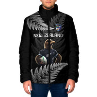 New Zealand Rugby Custom Padded Jacket Glory Be To Black Silver-fern - Polynesian Pride