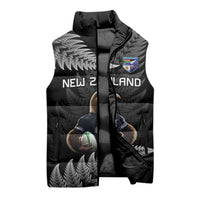 New Zealand Rugby Custom Sleeveless Puffer Jacket Glory Be To Black Silver-fern - Polynesian Pride