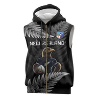 New Zealand Rugby Custom Sleeveless Zip Hoodie Glory Be To Black Silver-fern - Polynesian Pride