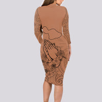 Hawaii Strong Maui Wildfire Long Sleeve Bodycon Dress No1 LT9 - Polynesian Pride