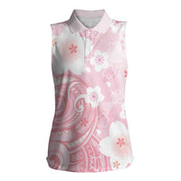 Japan Sakura Floral with Polynesian Vibe Women Sleeveless Polo Shirt