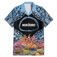 Personalised Nukuoro Micronesia Atoll Family Matching Mermaid Dress and Hawaiian Shirt with Pacific Coral Reef LT9 Dad's Shirt - Short Sleeve Blue - Polynesian Pride