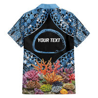 Personalised Nukuoro Micronesia Atoll Family Matching Off The Shoulder Long Sleeve Dress and Hawaiian Shirt with Pacific Coral Reef LT9 - Polynesian Pride
