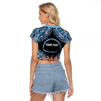 Personalised Nukuoro Micronesia Atoll Raglan Cropped T Shirt with Pacific Coral Reef